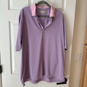 Donald Ross XL Men's Pink and Blue Striped Polo Shirt